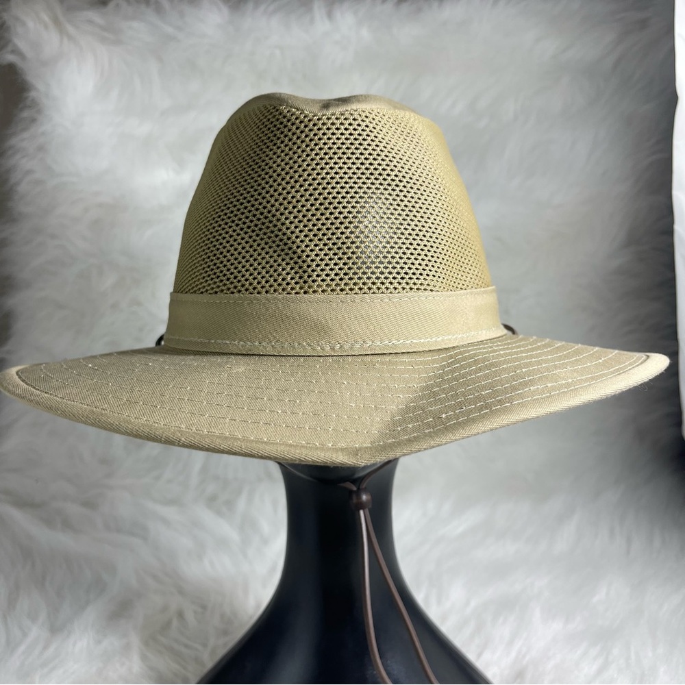 Henschel Hat Co XL Khaki Safari Sun Hat Mesh Ventilated Wide Brim Chin Strap